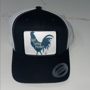 Not Today Pecker Black and White Snapback Hat